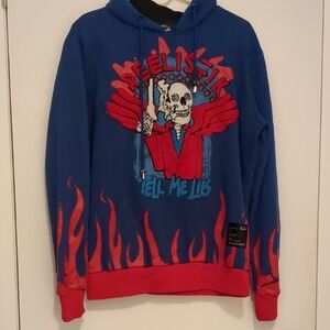 Blue and Red Graphic Hoodie